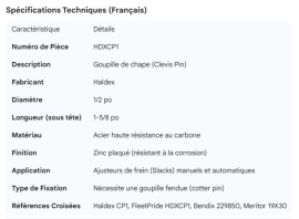 HALDEX SLACK ADJUSTER CLEVIS PIN 1/2" X 1-5/8"