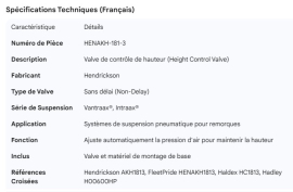 HENDRICKSON HEIGHT CONTROL VALVE NON DELAY VANTRAAX