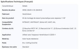 AIR SPRING MOUNTING KIT 1-1/8" SPACER