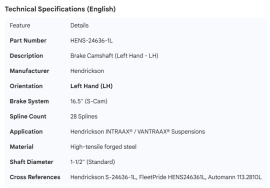 HENDRICKSON CAMSHAFT INTRAAX LH