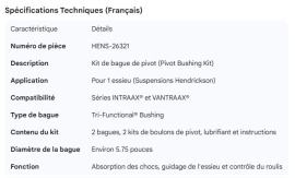 HENDRICKSON PIVOT BUSHING KIT FOR 1 AXLE