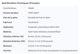 HENDRICKSON PIVOT BUSHING NYLON WASHER