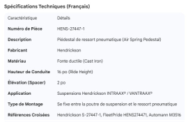 HENDRICKSON AIR SPRING PEDESTALS  CAST 16" R/HGHT W/2"
