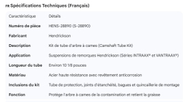 HENDRICKSON CAMSHAFT TUBE KIT