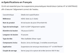 HENDRICKSON TURNER PIVOT BOLT KIT