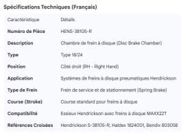 HENDRICKSON DISC BRAKE CHAMBER TYPE 18/24 RH