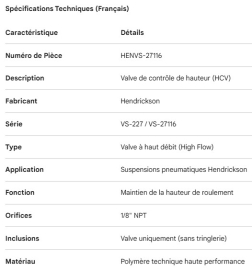 HENDRICKSON HEIGHT CONTROL VALVE