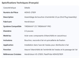HENDRICKSON TIREMAAX 2.5" END PLUG ASSEMBLY