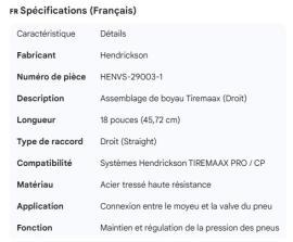 HENDRICKSON TIREMAAX TIRE HOSE ASSY STRAIGHT 18"