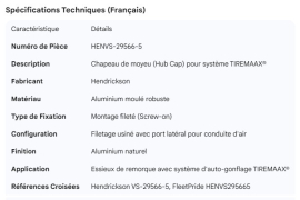 HENDRICKSON TIREMAAX HUB CAP