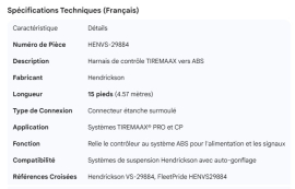 HENDRICKSON TIREMAAX HARNESS CONTROLER TO ABS 15'
