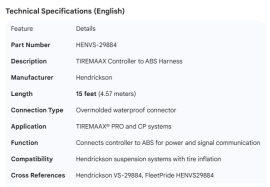HENDRICKSON TIREMAAX HARNESS CONTROLER TO ABS 15'