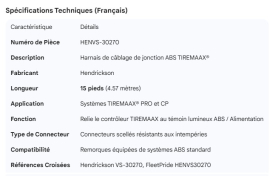 HENDRICKSON TIREMAAX ABS JUNCTION WIRE HARNESS 15'