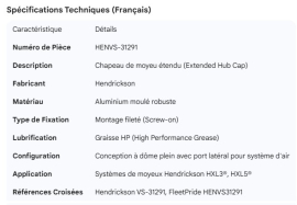 HENDRICKSON HUB CAP EXTENDED HP GREASE