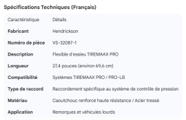 HENDRICKSON TIREMAAX PRO AXLE HOSE 27.4"