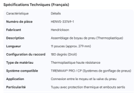 HENDRICKSON TIRE HOSE ASSY THERMO 180DEG 11"