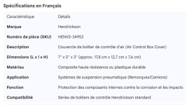 HENDRICKSON AIR CONTROLS BOX COVER LID 7" X 5" X 3"