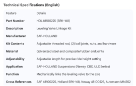 SAF LEVELING VALVE LINKAGE KIT SRK-168