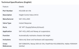 SAF HEIGHT CONTROL VALVE