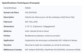 SAF SLIDER RAIL HOLD DOWN CLIP 2-1/2" CL