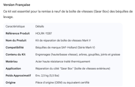 HOLLAND GEAR BOX REPAIR KIT MARK V