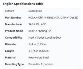 HOLLAND PIN 1/4 X 1-3/8 FOR MARK V