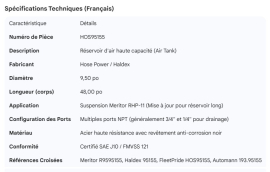 AIR TANK 9-1/2" X 48" FOR MERITOR RHP-11