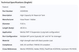 AIR TANK 9-1/2" X 48" FOR MERITOR RHP-11