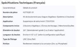 HUTCH EQUALISER BUSHING HARDWARE KIT