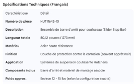 HUTCH SLIDER STOP BAR ASSY. 50.12"
