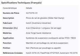 HUTCH SLIDER RAIL CLAMP 4" CL