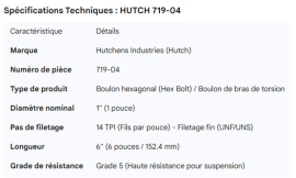 HUTCH HEX BOLT 1-14UNS X 6"