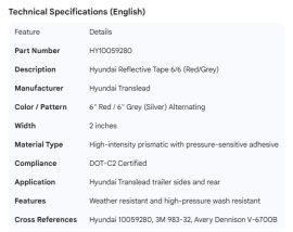 HYUNDAI REFLECTIVE TAPE 6/6 RED/GREY