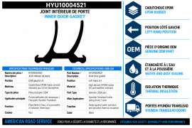 HYUNDAI DOOR INNER GASKET LH