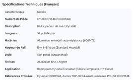 HYUNDAI TOP RAIL 52'