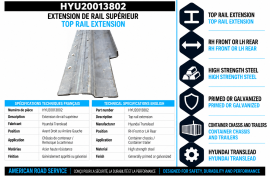 HYUNDAI TOP RAIL EXTENSION RH FRONT LH REAR CONTAINER