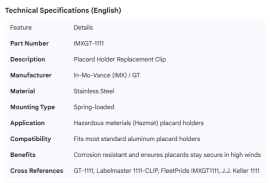 PLACARD HOLDER REPLACEMENT CLIP