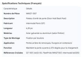 DOOR HOLD BACK POST 6.35" 6602-50