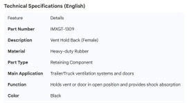 VENT HOLD BACK FEMALE RUBBER