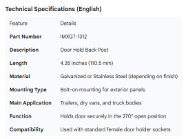 DOOR HOLD BACK POST 4.35"