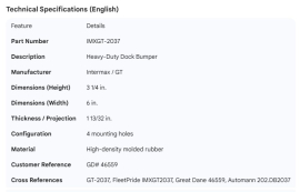 DOCK BUMPER 4 HOLE 3-1/4" X6 "X 1-13/32" 46559