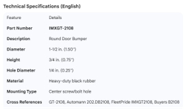 DOOR BUMPER 0.25" HOLE X 1.50" DIA X .75" HEIGHT