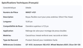 SHORT FLEX HOSE 13.50" OUTER TIRE LARGER THAN 17.5"