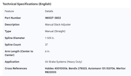 SLACK ADJUSTER MANUAL 1-5/8 37 6"