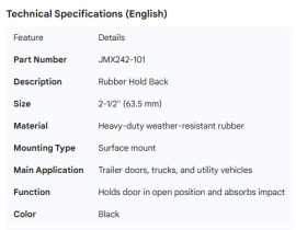 RUBBER HOLD BACK 2-1/2"