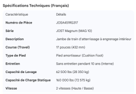 JOST GEAR LEG MAG 10 YR IN MNT CUSH FT 17"TRVL