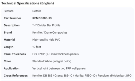 KEMLITE DIVIDER PVC .090 10'