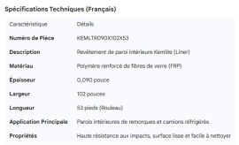 KEMLITE LINER .090" X 102" X 53'