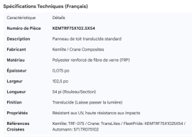 TRANSLUCENT ROOF STANDARD 0.075 X 102"