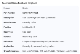 KENTUCKY HINGE W/INSERT SIDE DOOR LH